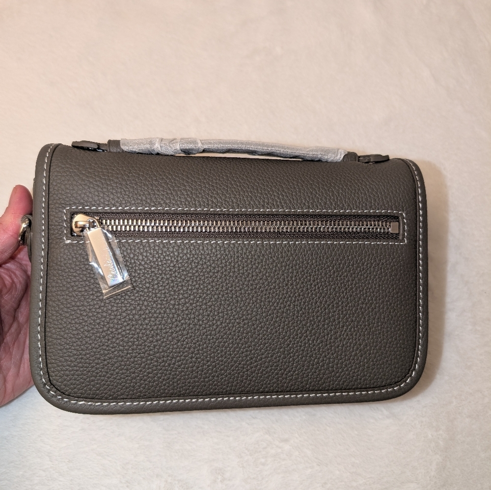 DUYP Graphite Grey "Le Petit Paris15" Mini Leather Crossbody bag Silver Hardware - Picture 8 of 16